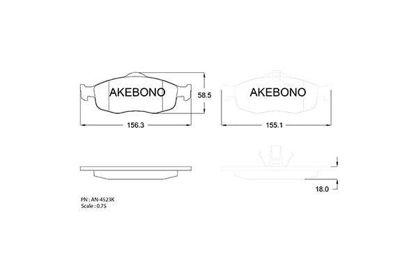 Akebono AN-4523K Гальмівні колодки, комплект AN4523K: Купити в Україні - Добра ціна на EXIST.UA!