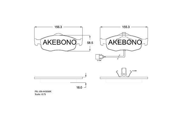 Akebono AN-4436WK Гальмівні колодки, комплект AN4436WK: Купити в Україні - Добра ціна на EXIST.UA!