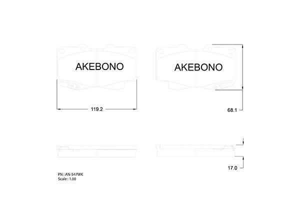 Akebono AN547WK Гальмівні колодки, комплект AN547WK: Купити в Україні - Добра ціна на EXIST.UA!