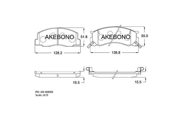 Akebono AN-408WK Гальмівні колодки, комплект AN408WK: Купити в Україні - Добра ціна на EXIST.UA!