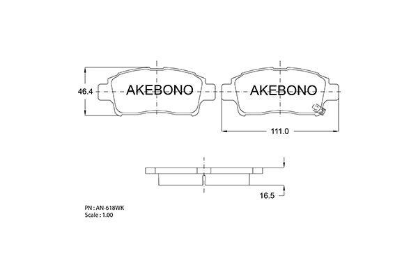 Akebono AN-618WK Гальмівні колодки, комплект AN618WK: Купити в Україні - Добра ціна на EXIST.UA!