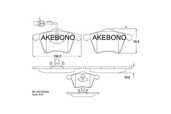 Akebono AN-4363WK Гальмівні колодки, комплект AN4363WK: Купити в Україні - Добра ціна на EXIST.UA!