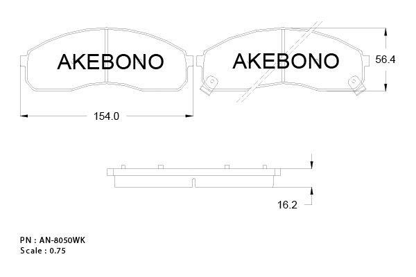 Akebono AN-8050WKE Гальмівні колодки, комплект AN8050WKE: Приваблива ціна - Купити в Україні на EXIST.UA!