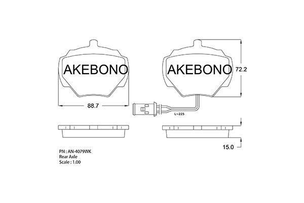 Akebono AN-4079WK Гальмівні колодки, комплект AN4079WK: Купити в Україні - Добра ціна на EXIST.UA!