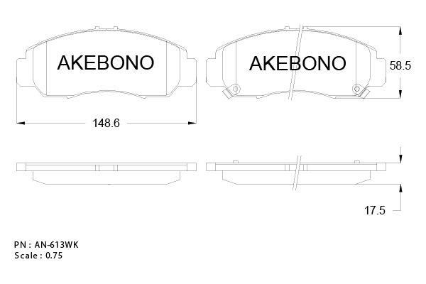 Akebono AN-613WK Гальмівні колодки, комплект AN613WK: Купити в Україні - Добра ціна на EXIST.UA!