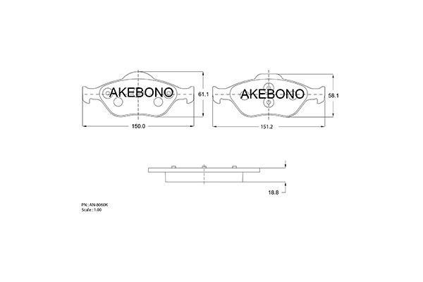 Akebono AN-8060K Гальмівні колодки, комплект AN8060K: Купити в Україні - Добра ціна на EXIST.UA!