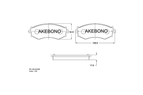 Akebono AN-262WK Гальмівні колодки, комплект AN262WK: Купити в Україні - Добра ціна на EXIST.UA!