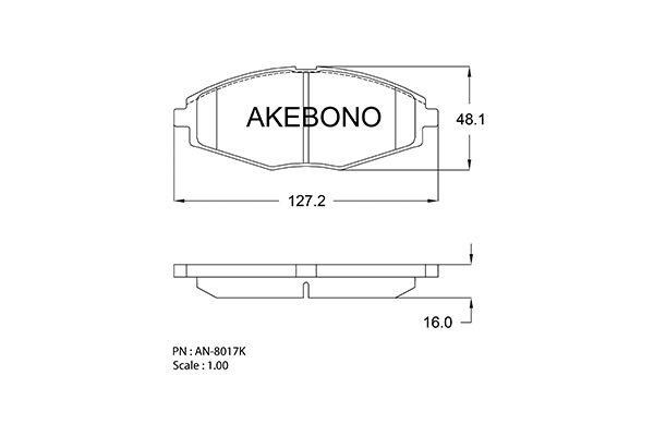 Akebono AN-8017KE Гальмівні колодки, комплект AN8017KE: Купити в Україні - Добра ціна на EXIST.UA!