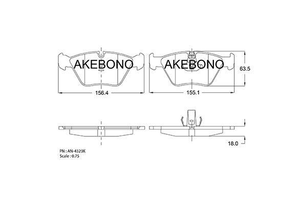 Akebono AN-4323K Гальмівні колодки, комплект AN4323K: Купити в Україні - Добра ціна на EXIST.UA!