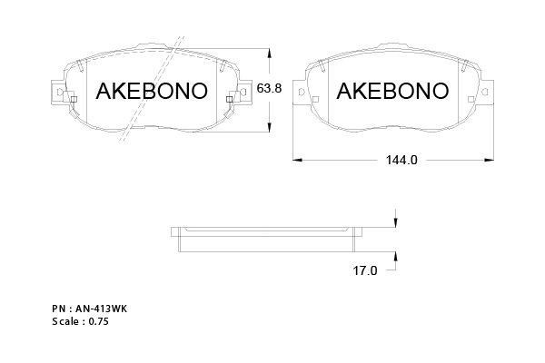 Akebono AN-413WK Гальмівні колодки, комплект AN413WK: Купити в Україні - Добра ціна на EXIST.UA!
