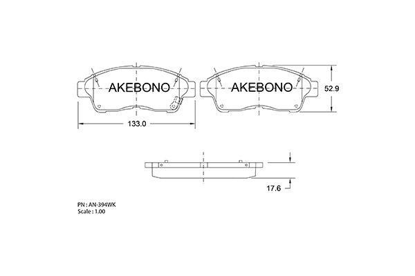 Akebono AN-394WKE Гальмівні колодки, комплект AN394WKE: Купити в Україні - Добра ціна на EXIST.UA!