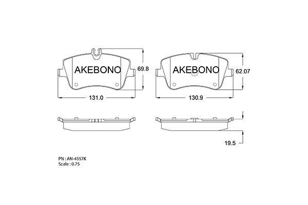 Akebono AN-4557K Гальмівні колодки, комплект AN4557K: Купити в Україні - Добра ціна на EXIST.UA!