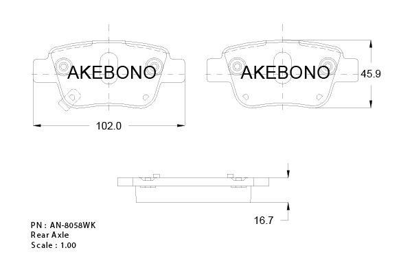 Akebono AN-8058WK Гальмівні колодки, комплект AN8058WK: Купити в Україні - Добра ціна на EXIST.UA!