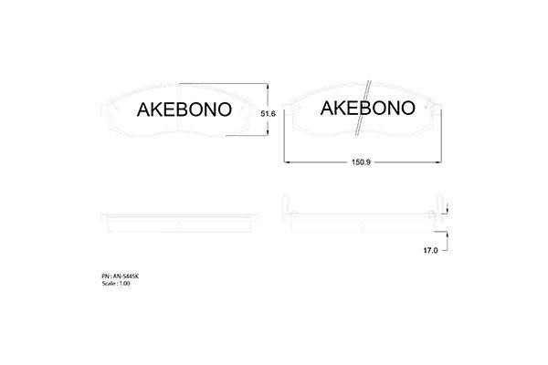 Akebono AN-544SK Гальмівні колодки, комплект AN544SK: Купити в Україні - Добра ціна на EXIST.UA!