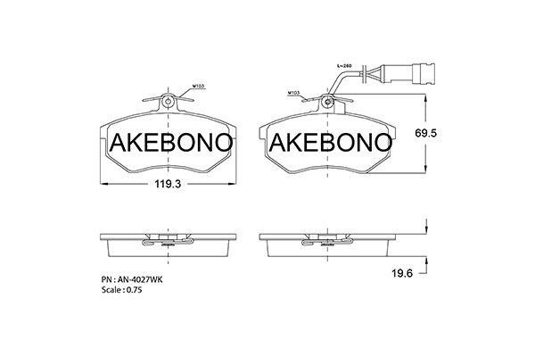 Akebono AN-4027WK Гальмівні колодки, комплект AN4027WK: Купити в Україні - Добра ціна на EXIST.UA!