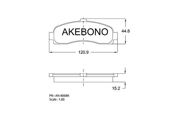 Akebono AN-8008K Гальмівні колодки, комплект AN8008K: Купити в Україні - Добра ціна на EXIST.UA!