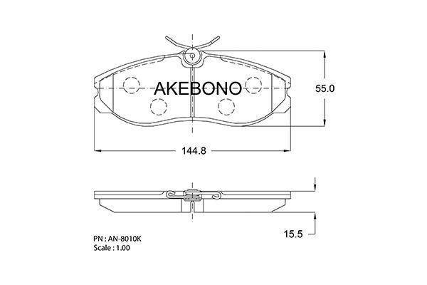 Akebono AN-8010K Гальмівні колодки, комплект AN8010K: Приваблива ціна - Купити в Україні на EXIST.UA!