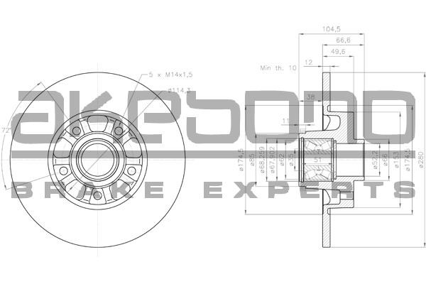 Akebono BN-1208E Гальмівний диск BN1208E: Купити в Україні - Добра ціна на EXIST.UA!
