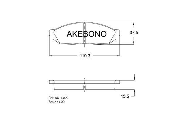 Akebono AN136K Гальмівні колодки, комплект AN136K: Приваблива ціна - Купити в Україні на EXIST.UA!