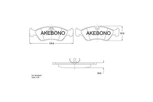 Akebono AN-8003KE Гальмівні колодки, комплект AN8003KE: Купити в Україні - Добра ціна на EXIST.UA!