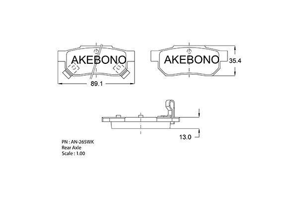 Akebono AN265WK Гальмівні колодки, комплект AN265WK: Купити в Україні - Добра ціна на EXIST.UA!