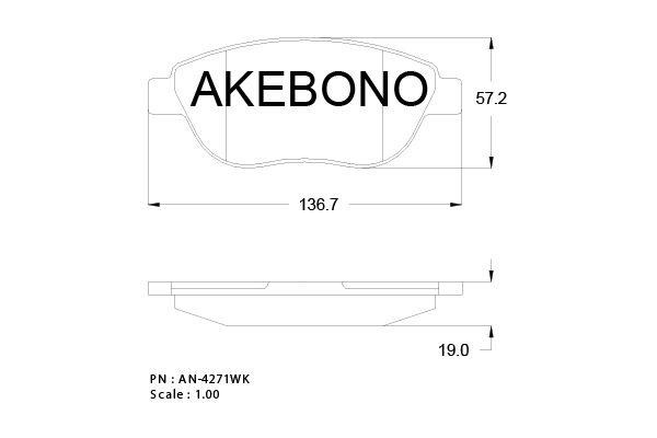 Akebono AN-4271KE Гальмівні колодки, комплект AN4271KE: Приваблива ціна - Купити в Україні на EXIST.UA!