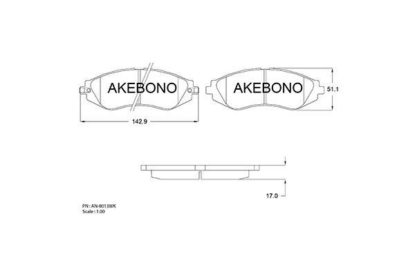 Akebono AN-8013WK Гальмівні колодки, комплект AN8013WK: Купити в Україні - Добра ціна на EXIST.UA!