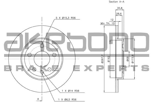 Akebono BN-0065E Диск гальмівний задній невентильований BN0065E: Купити в Україні - Добра ціна на EXIST.UA!