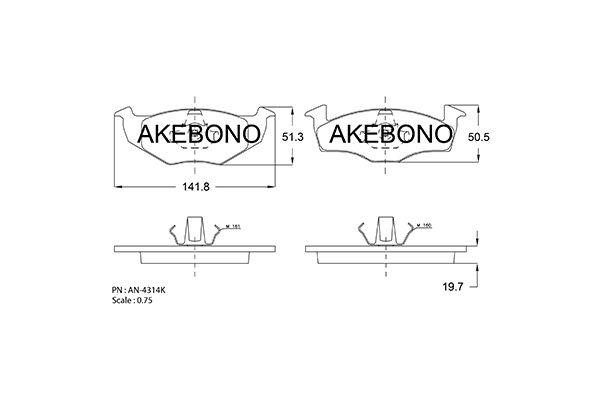 Akebono AN-4314K Гальмівні колодки, комплект AN4314K: Купити в Україні - Добра ціна на EXIST.UA!