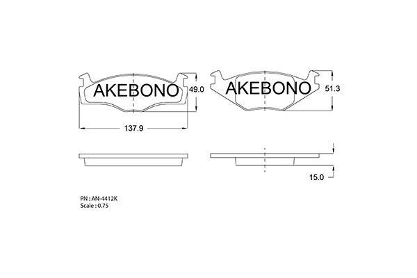 Akebono AN-4412KE Гальмівні колодки, комплект AN4412KE: Купити в Україні - Добра ціна на EXIST.UA!