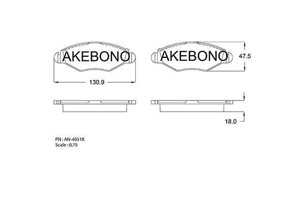 Akebono AN-4051KE Гальмівні колодки, комплект AN4051KE: Купити в Україні - Добра ціна на EXIST.UA!