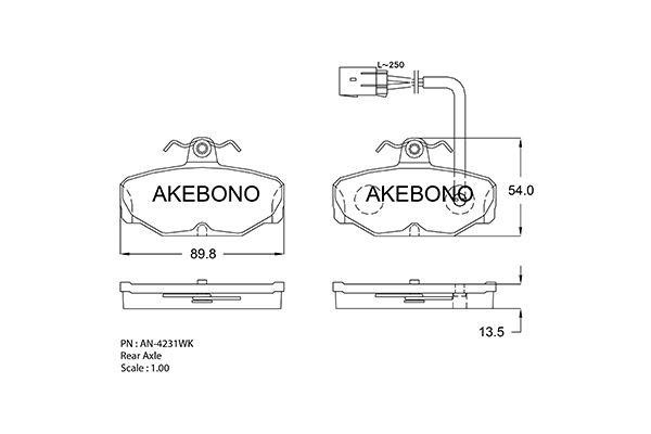 Akebono AN-4231WK Гальмівні колодки, комплект AN4231WK: Купити в Україні - Добра ціна на EXIST.UA!