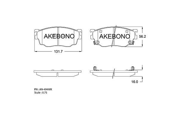 Akebono AN-494WKE Гальмівні колодки, комплект AN494WKE: Купити в Україні - Добра ціна на EXIST.UA!