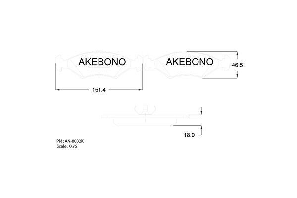 Akebono AN-8032KE Гальмівні колодки, комплект AN8032KE: Купити в Україні - Добра ціна на EXIST.UA!