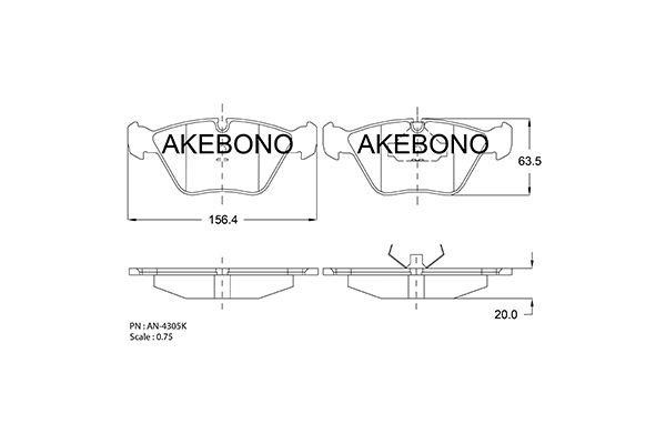 Akebono AN-4305K Гальмівні колодки, комплект AN4305K: Купити в Україні - Добра ціна на EXIST.UA!