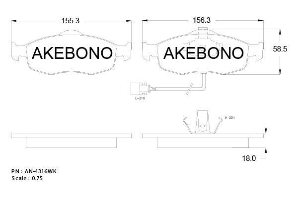 Akebono AN-4316WKE Гальмівні колодки, комплект AN4316WKE: Купити в Україні - Добра ціна на EXIST.UA!