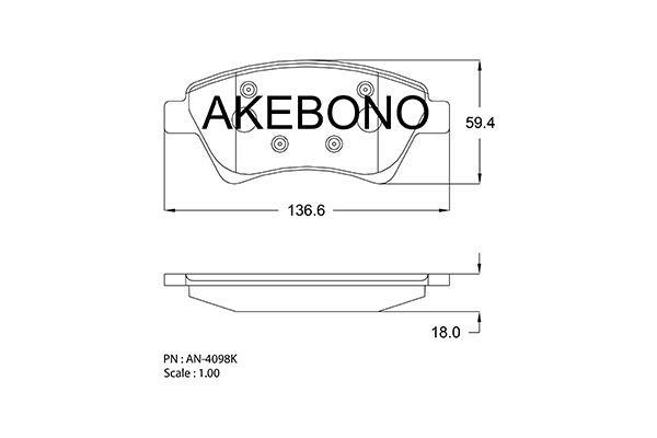 Akebono AN-4098KE Гальмівні колодки, комплект AN4098KE: Купити в Україні - Добра ціна на EXIST.UA!