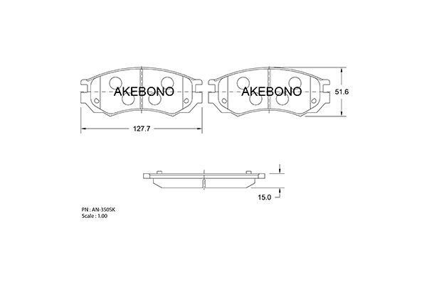 Akebono AN-350SKE Гальмівні колодки, комплект AN350SKE: Купити в Україні - Добра ціна на EXIST.UA!