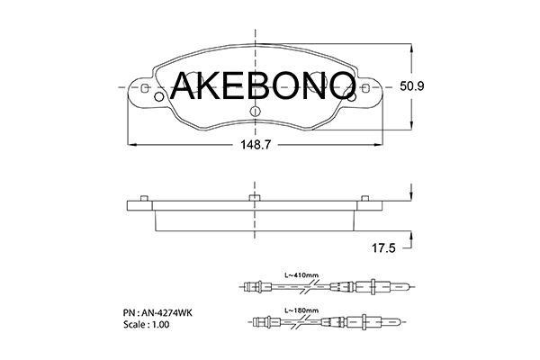 Akebono AN-4274WK Гальмівні колодки, комплект AN4274WK: Приваблива ціна - Купити в Україні на EXIST.UA!