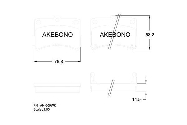 Akebono AN-609WKE Гальмівні колодки, комплект AN609WKE: Купити в Україні - Добра ціна на EXIST.UA!
