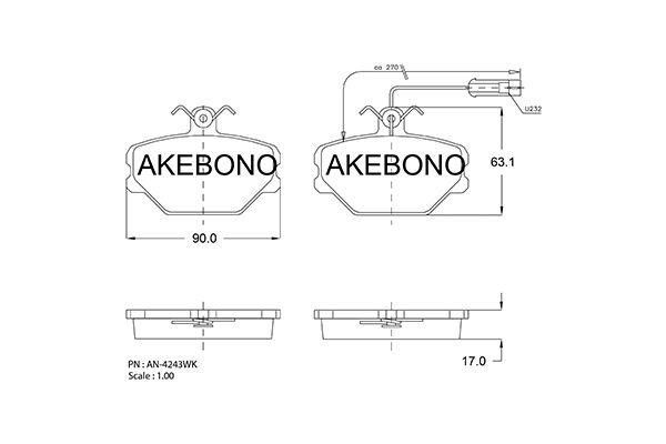 Akebono AN-4243WK Гальмівні колодки, комплект AN4243WK: Купити в Україні - Добра ціна на EXIST.UA!