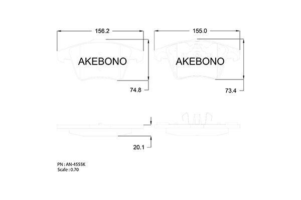 Akebono AN-4555K Гальмівні колодки, комплект AN4555K: Купити в Україні - Добра ціна на EXIST.UA!