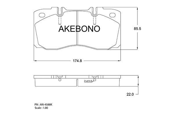 Akebono AN-4588KE Гальмівні колодки, комплект AN4588KE: Купити в Україні - Добра ціна на EXIST.UA!