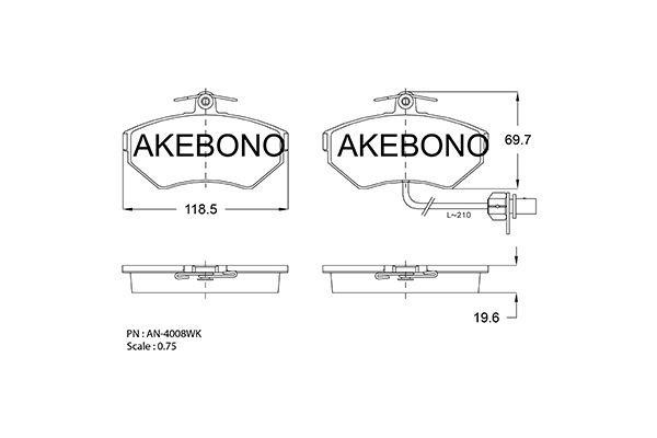 Akebono AN-4008WK Гальмівні колодки, комплект AN4008WK: Купити в Україні - Добра ціна на EXIST.UA!