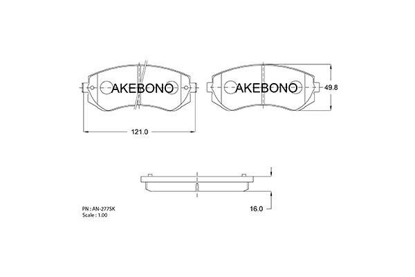 Akebono AN-277SK Гальмівні колодки, комплект AN277SK: Купити в Україні - Добра ціна на EXIST.UA!