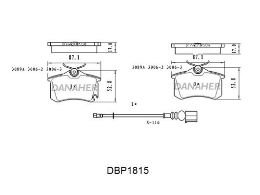 Danaher DBP1815 Гальмівні колодки, комплект DBP1815: Купити в Україні - Добра ціна на EXIST.UA!