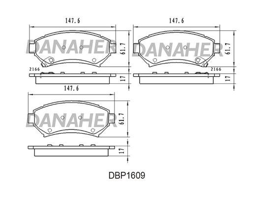 Danaher DBP1609 Гальмівні колодки, комплект DBP1609: Приваблива ціна - Купити в Україні на EXIST.UA!