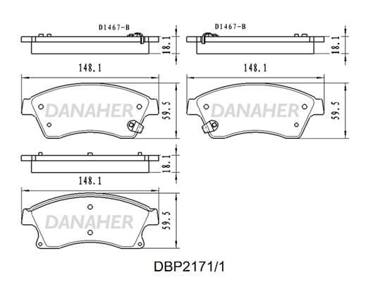Danaher DBP2171/1 Гальмівні колодки, комплект DBP21711: Купити в Україні - Добра ціна на EXIST.UA!
