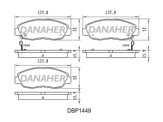 Danaher DBP1449 Гальмівні колодки, комплект DBP1449: Купити в Україні - Добра ціна на EXIST.UA!