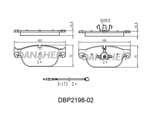 Danaher DBP2198-02 Гальмівні колодки передні, комплект DBP219802: Купити в Україні - Добра ціна на EXIST.UA!